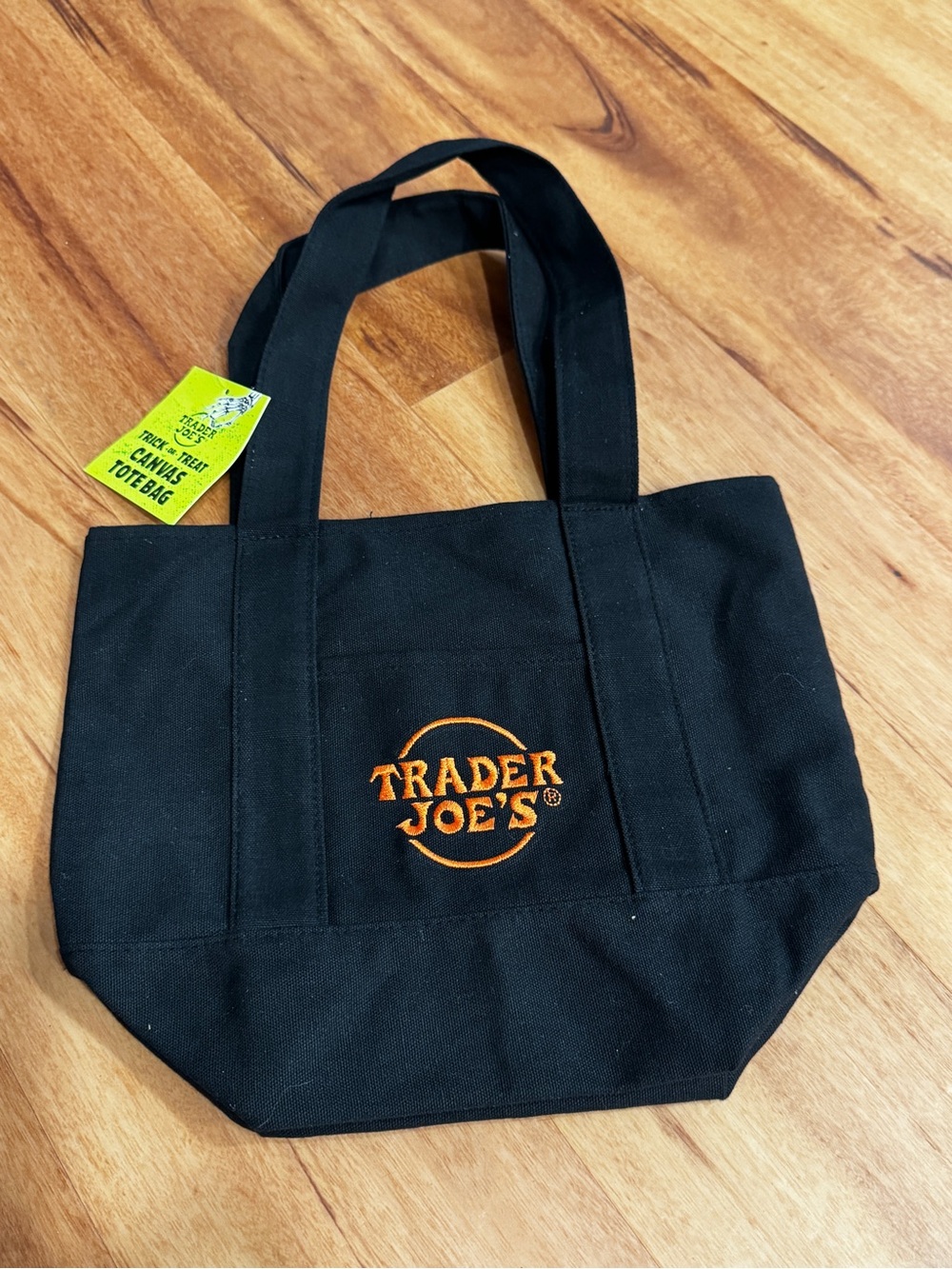 Trader Joe's Mini Halloween Black  Canvas Tote Bag New